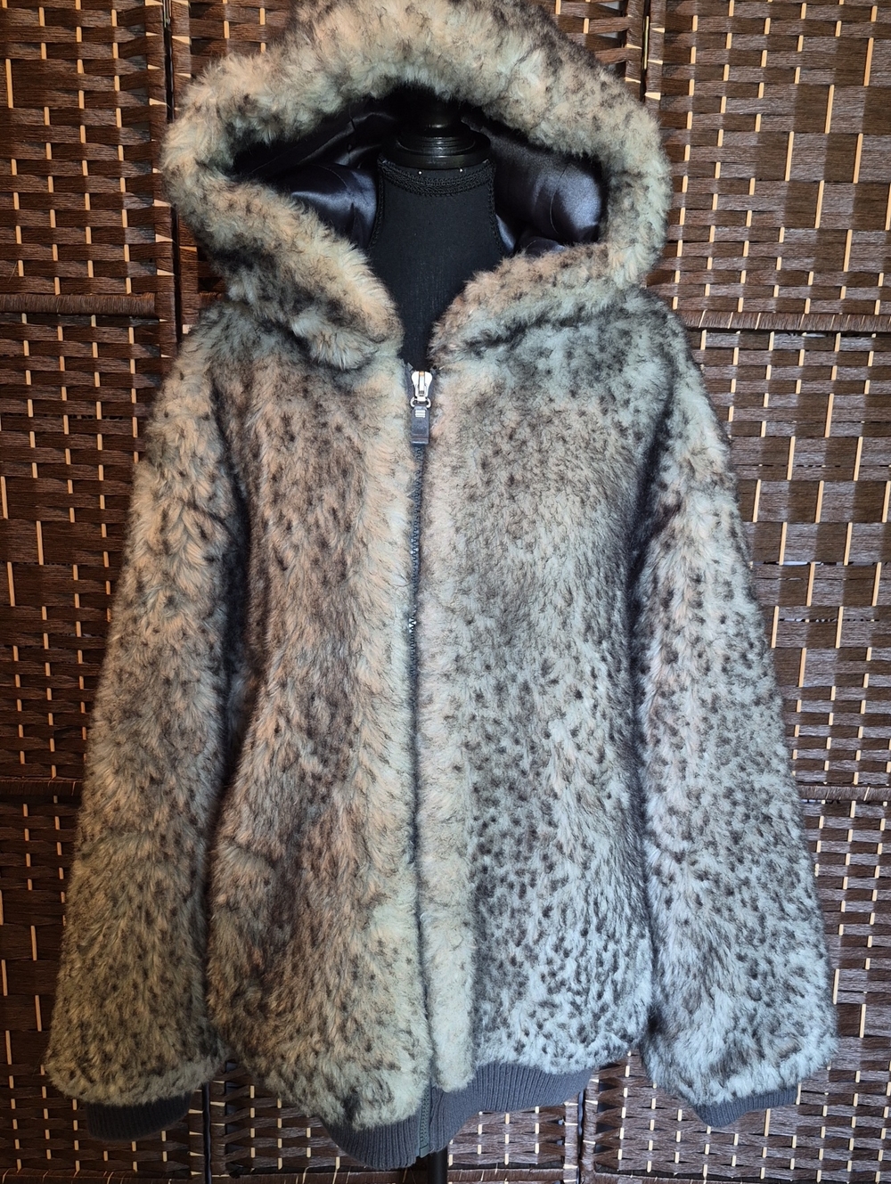 Blanćhe Faux Fur Hooded Jacket in Gray